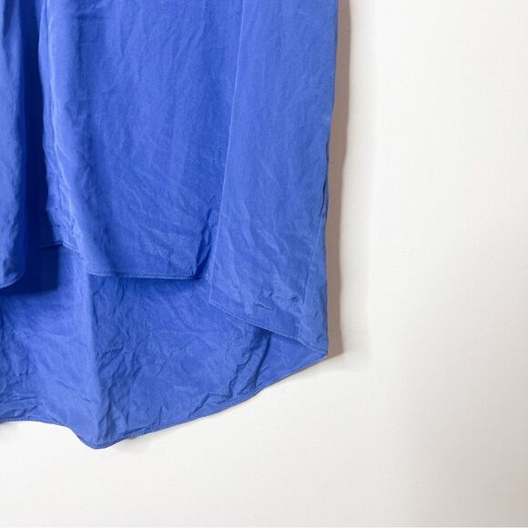 Tibi Blue Sleeveless Silk Zip Up Tank Top - Picture 2 of 6